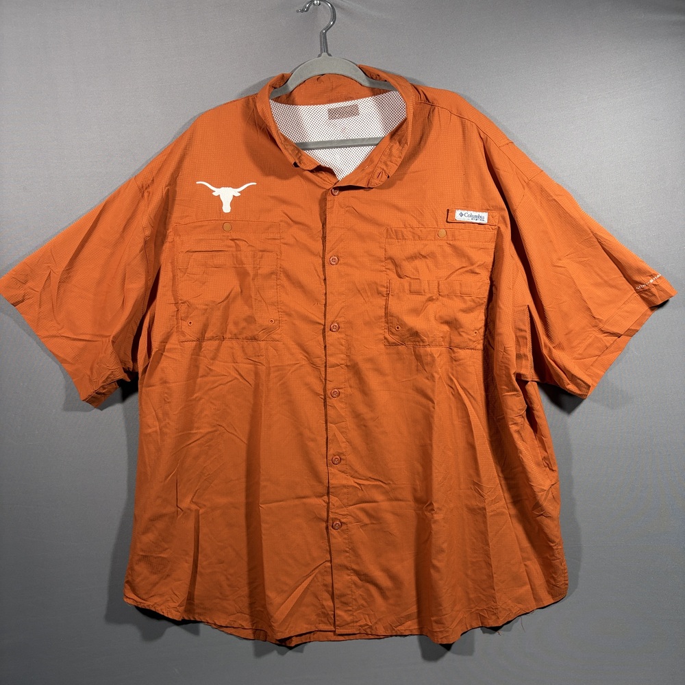 Columbia PFG Fishing Shirt Texas Longhorns XXXL Orange Short Sleeve Outdoor